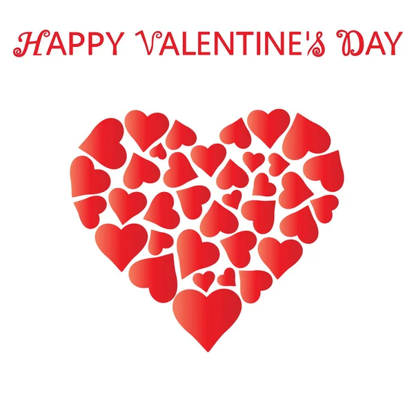 Día de San Valentín. Gran corazón hermoso hecho de corazones — Vector de stock