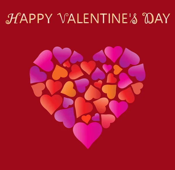 Dia dos Namorados. Grande coração bonito feito de corações — Vetor de Stock