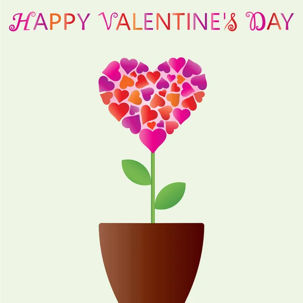 Saint-Valentin. Coeur en forme de fleur en pot de fleurs — Image vectorielle