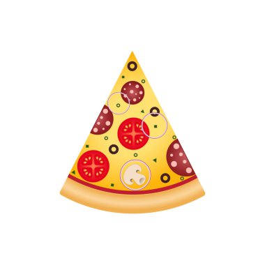 Beyaz arka planda pizza dilimi.