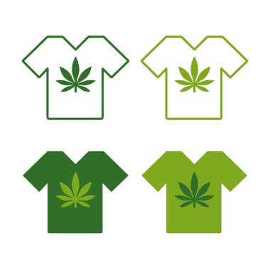 T-shirt esrar yaprak amblemi ile ayarlayın. Esrar motifleri ile T gömlek tasarımları.