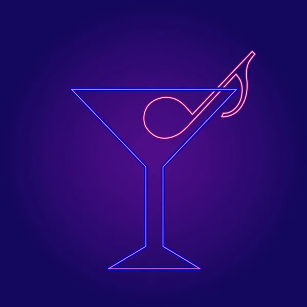 Cocktail al neon con nota musicale . — Vettoriale Stock