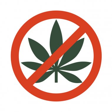 Marihuana yaprağı yasak işareti - ilaç yok. Hayır esrar için.