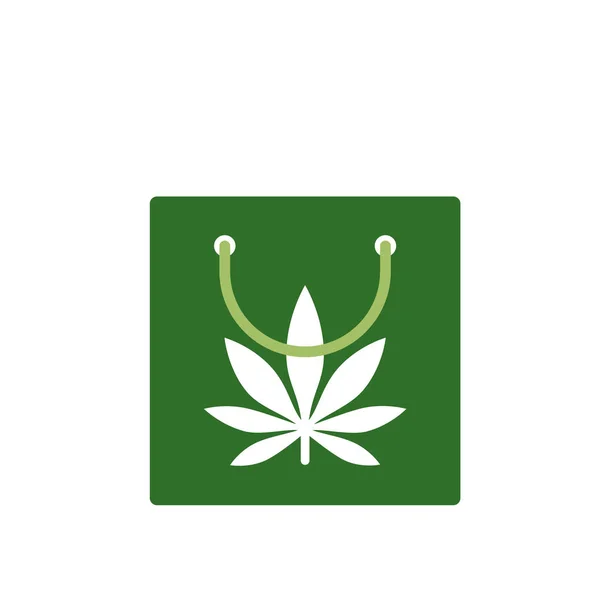 Shopping Bag di cannabis medicinale. Sacchetto con l'icona della marijuana. Icona della marijuana medica. Simbolo della droga . — Vettoriale Stock