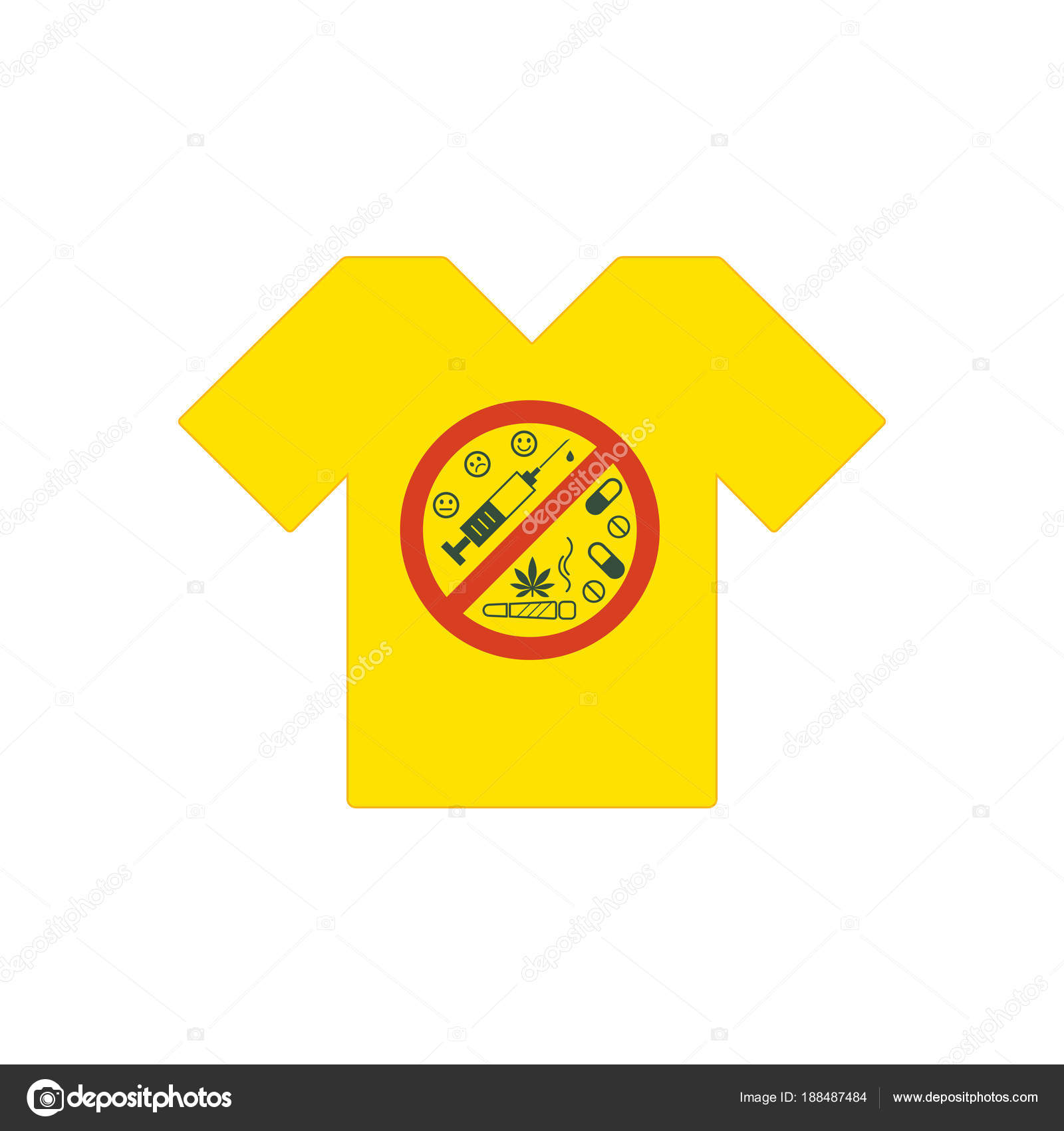 Vector: ay yıldız | Camiseta amarilla. No drogas permitidas. Drogas
