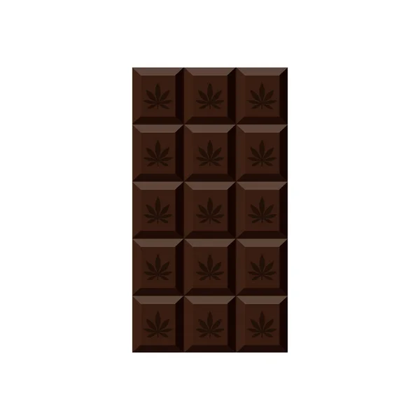 Barre de chocolat avec feuille de marijuana. Bonbons narcotiques . — Image vectorielle