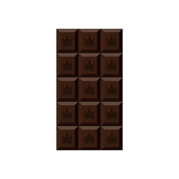 Chocolate Bar con hoja de marihuana. Dulces narcóticos . — Archivo Imágenes Vectoriales