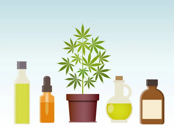 Planta de marihuana y aceite de cannabis. Marihuana medicinal . — Vector de stock