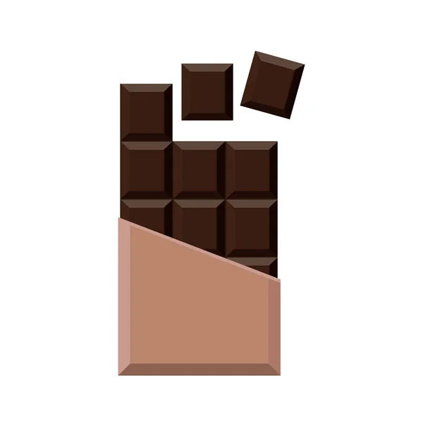 Barra de chocolate realista aislada sobre fondo blanco . — Vector de stock