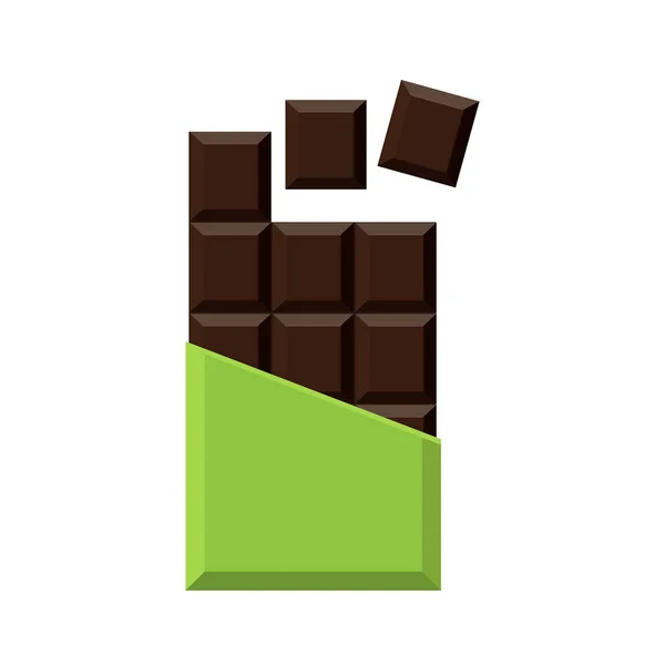 Barra de chocolate realista aislada sobre fondo blanco . — Vector de stock