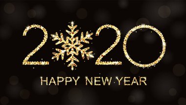 Happy New Year 2020 logo metin tasarımı.