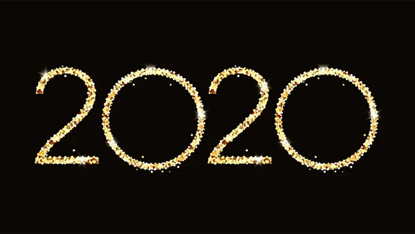 Gold 2020 ευτυχισμένο το νέο έτος σε μαύρο φόντο. — Φωτογραφία Αρχείου
