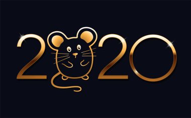 Happy New Year 2020 logo metin tasarımı.