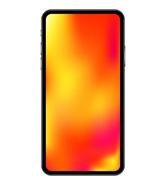 Beyaz arka planda izole akıllı telefon. Cep telefonu reklam veya görüntüleri ekrana yerleştirmek için tasarlanmıştır. Uygulama tasarımı şablonu. Stok vektör illüstrasyonu.