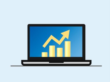 Laptop kar konsepti. Stock vektör illüstrasyonu. İzole edilmiş