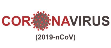 Beyaz arkaplandaki yazıt koronavirüsü. Coronavirus 2019-ncov grip enfeksiyonu. Çin 'de tehlikeli Coronavirus hücresi, Wuhan. Gri küre şeklinde kırmızı şekilli bir resim. İzole edilmiş.