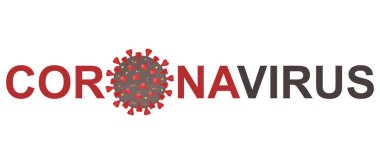 Beyaz arkaplandaki yazıt koronavirüsü. Coronavirus 2019-ncov grip enfeksiyonu. Çin 'de tehlikeli Coronavirus hücresi, Wuhan. Gri küre şeklinde kırmızı şekilli bir resim. İzole edilmiş.