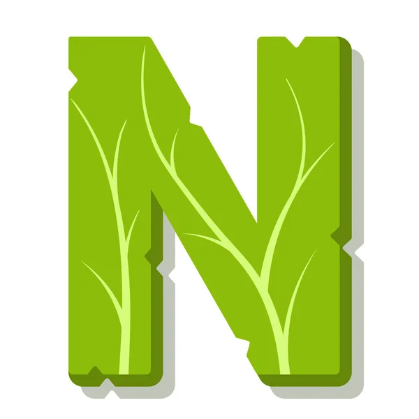 Буква Зеленые Листья Летний Векторный Алфавит Простой Логотип Буквы Зеленого — стоковый вектор