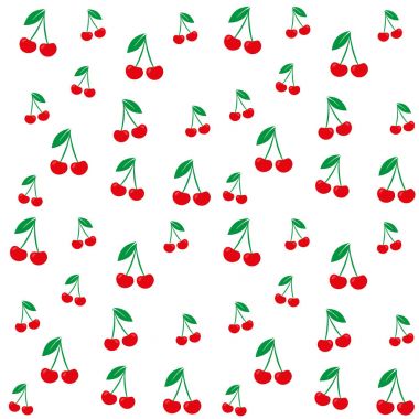 Beyaz arka plan üzerinde izole kiraz meyve vektör doku. İllüstrasyon kiraz, arka plan, doku, logo, görüntü, ticaret, poster için meyve ürün.