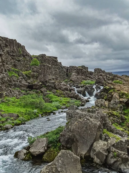 Pingvellir ulusal park İzlanda Ağustos muhteşem bir manzara — Stok fotoğraf