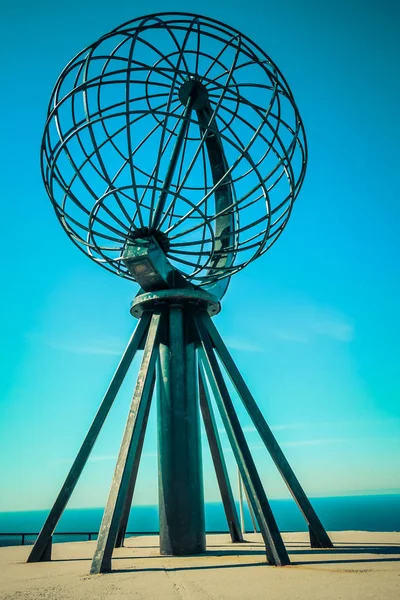 Nordkapp globe monument at north cape norway — Stock Photo, Image