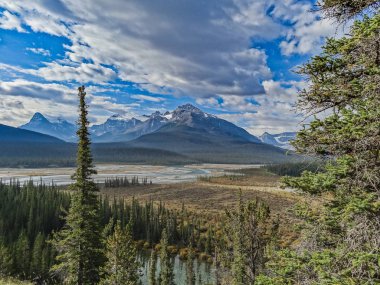 Gün batımında rocky Dağları ile Kanada vahşi