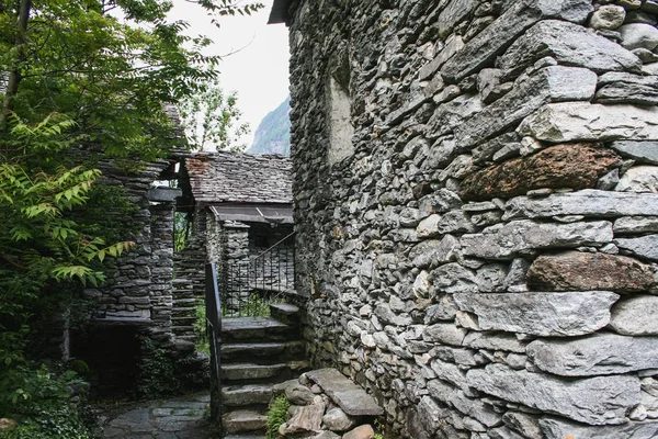 Old houses on maggia valley part of switzerland — Stock Photo, Image