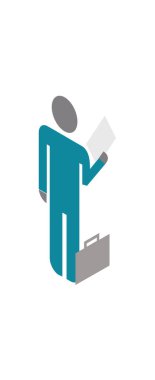 Elinde kağıt olan üç boyutlu iş adamı vektörü.