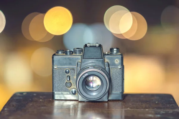 Eski Siyah Vintage Cameracamera — Stok fotoğraf