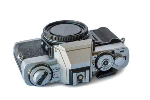 Starý Retro Fotoaparát Bílém Pozadí Izolovaný — Stock fotografie