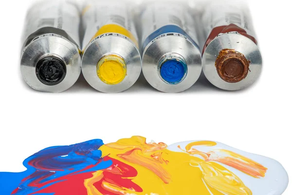 Oil Paints Tubes White Surface — Stock Photo, Image