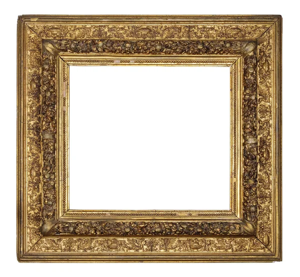 Alter Goldener Vintage Rahmen Auf Weißem Hintergrund Isoliert — Stockfoto