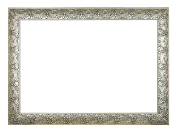 Silver Rektangel Gamla Vintage Ram Vit Bakgrund Isolerade — Stockfoto