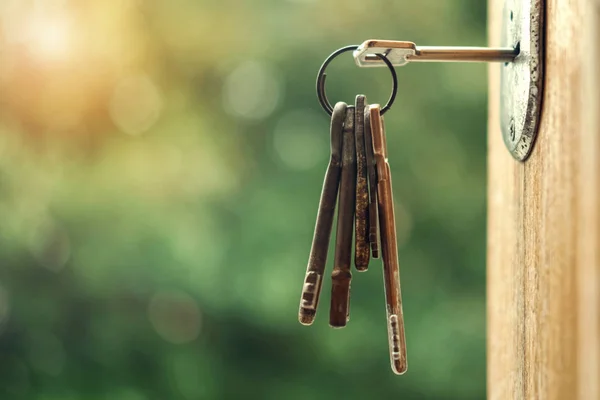 Nyckeln i dörrlås — Stockfoto