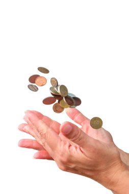 Elin avucunun içine düşen sikkeler