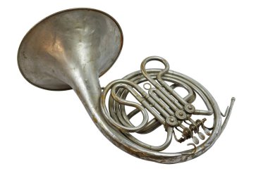 Old vintage French horn  clipart