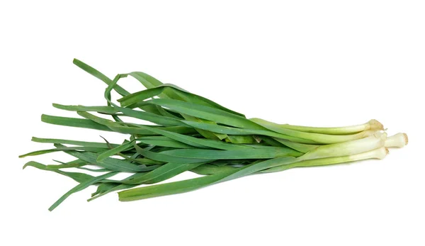 Vue Rapprochée Bouquet Oignon Vert Frais Isolé Sur Fond Blanc — Photo