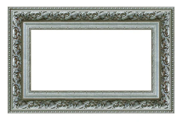 Old Style Vintage Silver Frame Isolated White Background — Stock Photo, Image