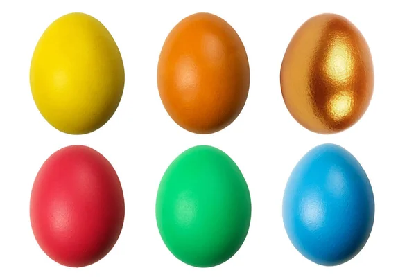 Conjunto Coloridos Huevos Pascua Pintados Aislados Sobre Fondo Blanco —  Fotos de Stock