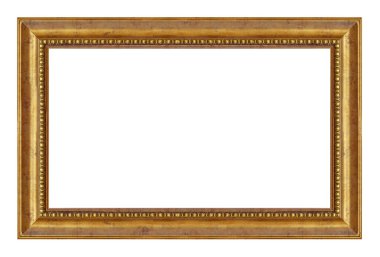 Beyaz bir arkaplanda, izole edilmiş, klasik altın dikdörtgen çerçeve