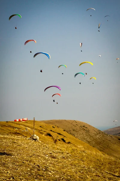 Mont Klementyev Koktebel Crimée Deltaplane Mer Les Montagnes Avion Extremsports — Photo