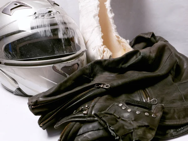 Crash Helmet Motorcycle Accident — Stock Photo, Image