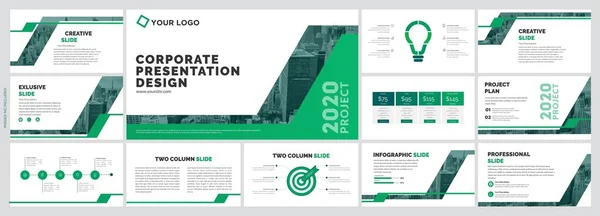Yeşil Powerpoint Şablon Vektör Tasarımı