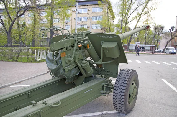 Equipaggiamento Militare Russo Primo Piano Citta Tempo Pace Pistola Artiglieria — Foto Stock