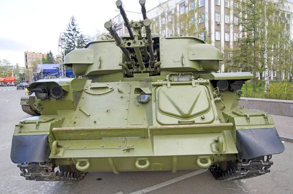 Zbliżenie Rosyjski Sprzęt Wojskowy Mieście Spokojny Czas System Anty Statku — Zdjęcie stockowe