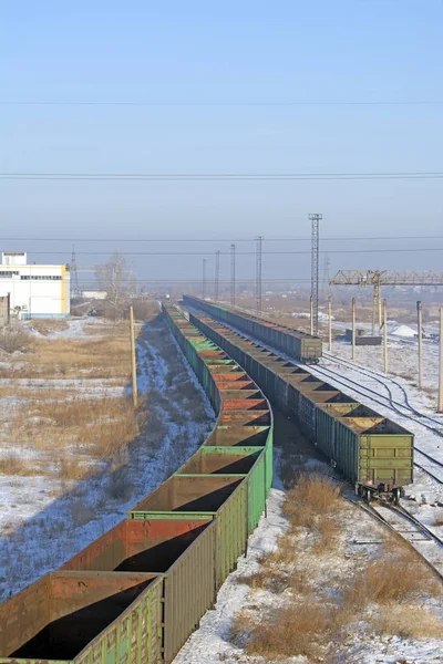 Железнодорожная Развязка Промышленной Зоне Города Россия Сибирь Зима — стоковое фото