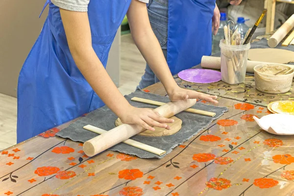 Passie Hobby Kinderen Zijn Bezig Met Handwerk Klei Modellering — Stockfoto