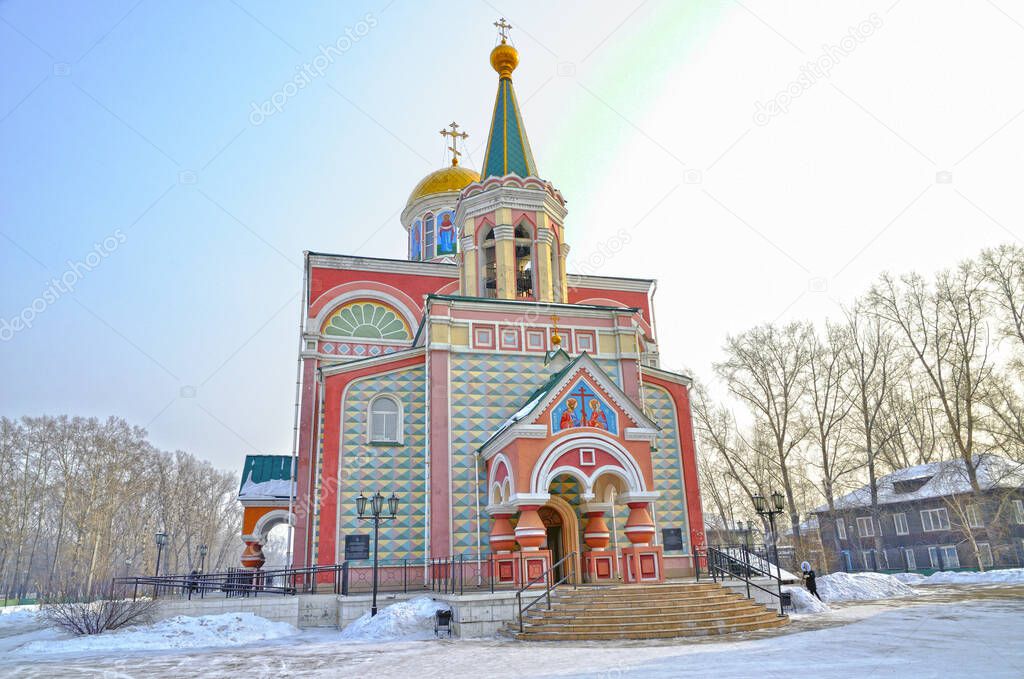 Temple of Equal-to-the-Apostles Constantine and Helena. Winter. Abakan. Russia