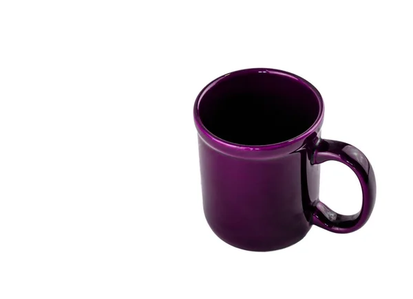 Lila leere Kaffeetasse mit schwarzem Inneren — Stockfoto