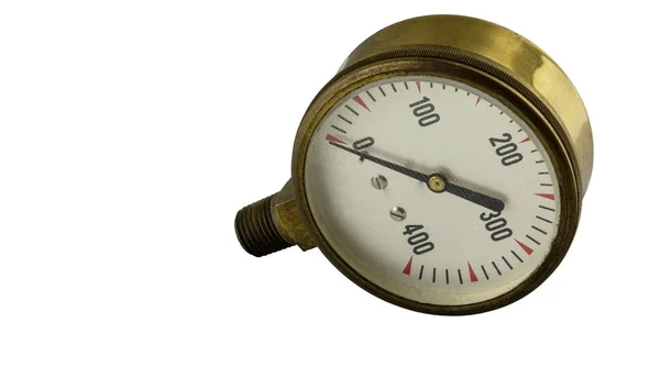 Antique vintage brass pressure gauge — Stock Photo, Image